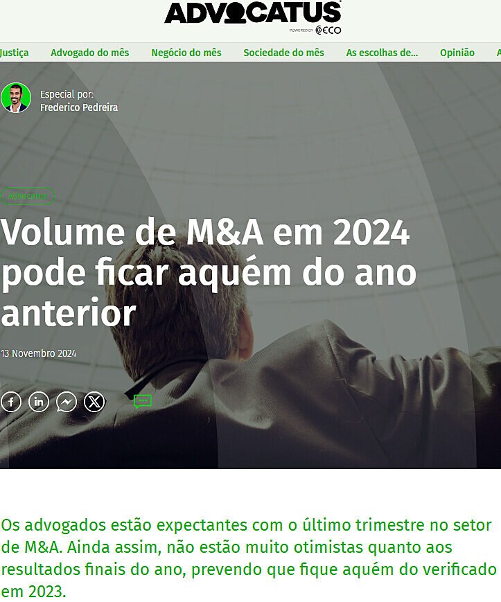 Volume de M&A em 2024 pode ficar aqum do ano anterior